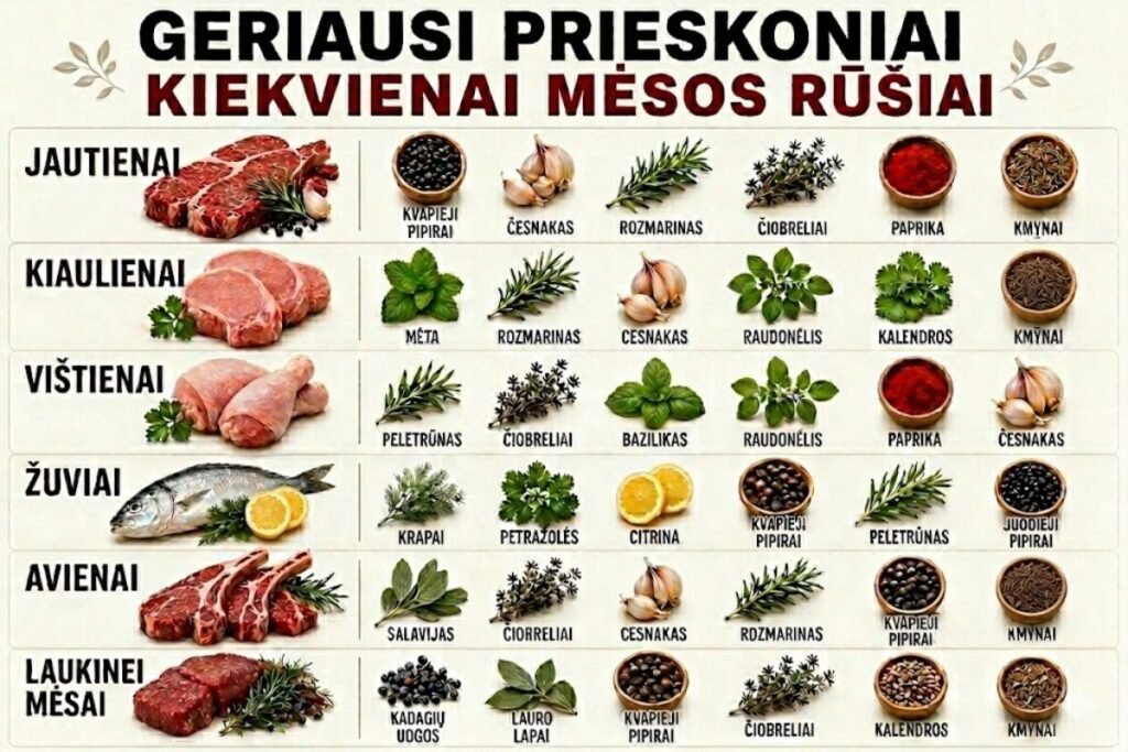 Geriausi prieskoniai mėsai